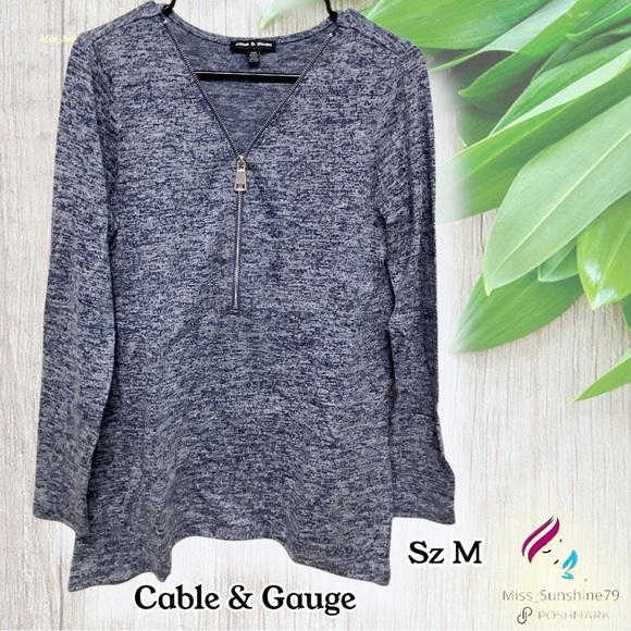 Cable & Gauge - Sz M - Blue Gray soft flowy a-cut long sleeve shirt/ Sweater - Picture 1 of 4